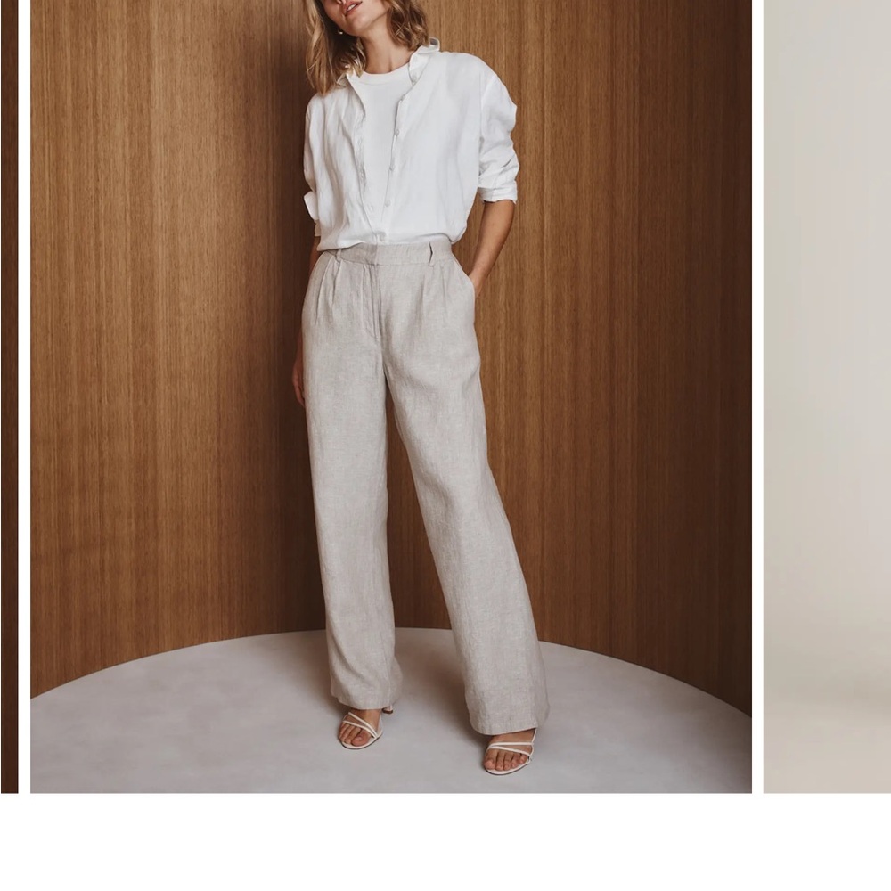 Quince Cream Straight Leg Pants with Minimalist Design